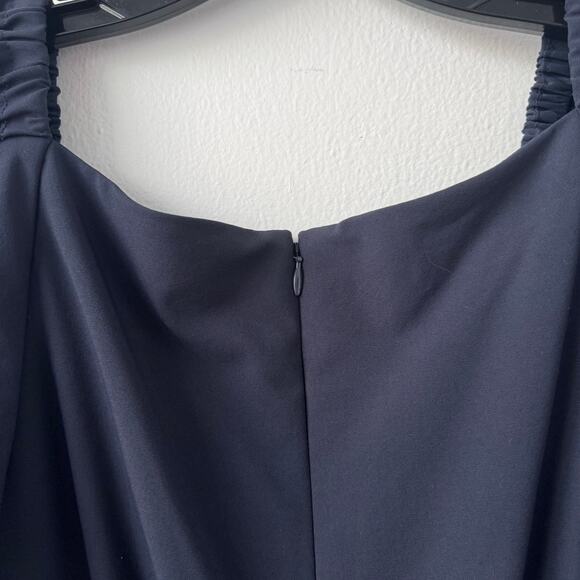 Cinq a Sept Kristina V-Neck Twisted-Front Midi Dress in Navy - Picture 8 of 10